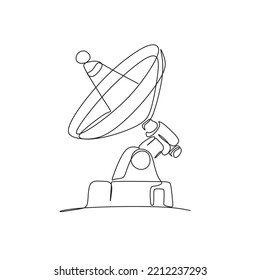 satellite continuous one line drawing. Vector illustration