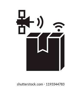 Satellite delivery box tracking icon. Simple illustration of satellite delivery box tracking vector icon for web design isolated on white background