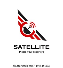Satellite design logo template illustration