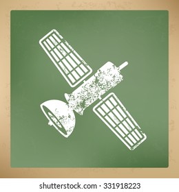 Satellite design on old paper background, vector