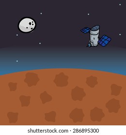 satellite design over space background, vector illustration, Editable EPS 10