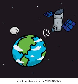 satellite design over space background, vector illustration, Editable EPS 10