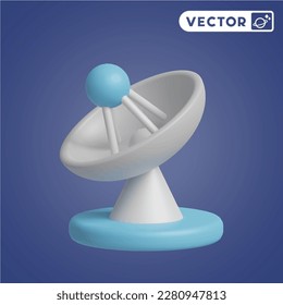 satellite dish 3D vector icon set, on a navy blue background