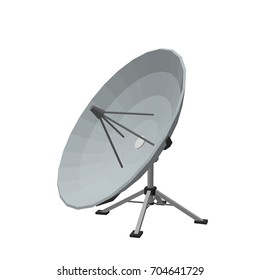 Satellite dish antenna. Isolated on white background. 3D Vector illustration.