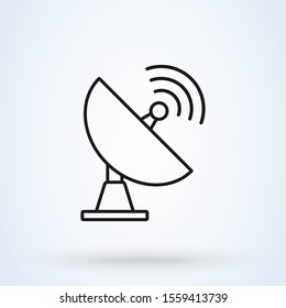 satellite dish antenna. Outline Simple vector modern icon design illustration.