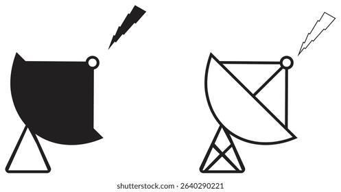 Satellite Dish Antenna Signal Icon Design.