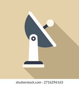 Sinais de captação de antena parabólica, com uma sombra longa proeminente, ideal para projetos de telecomunicações e radiodifusão 