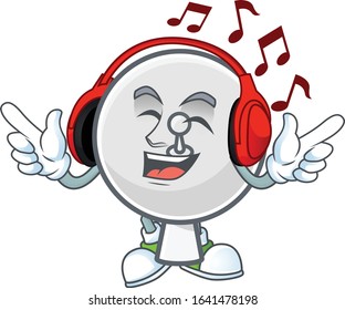 Satellite dish cartoon character design Listening music on a headset