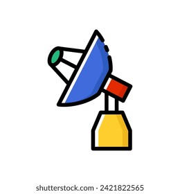 Satellite dish colourful vector illustration. Parabolic antenna icon.