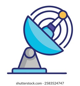 Satellite dish communication icon isolated vector