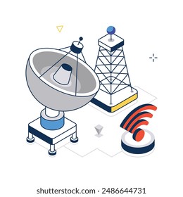 Satellite Dish concept vector isometric style stock illustration. EPS file