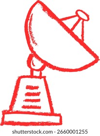 Satellite Dish Crayon Chalk Doodle Drawing Vector