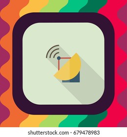 satellite dish flat icon with long shadow, vector illustration