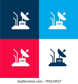 Satellite dish four color material and minimal icon logo set in red and blue