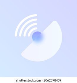 satellite dish glass morphism trendy style icon. satellite dish color vector icon with blur, transparent glass and purple gradient. for web and ui design, mobile apps