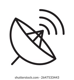 Ícone de prato de satélite preto contorno antena de sinal sem fio