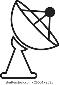 Icono de antena satelital, Vector negro del grupo de antenas de comunicación en estilo de línea, símbolos del receptor del transmisor de señal de radar, elemento de red de transmisión inalámbrica aislado en fondo transparente.