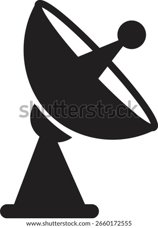 Satellite dish icon, black vector of communication antenna group in flat style, radar signal transmitter receiver symbols, wireless broadcast network element isolated on transparent background.