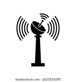 Satellite Dish Icon Broadcasting Wireless Communication Signal For Technology Concepts