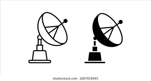 Satellite dish Icon collection in filled and stroke style.