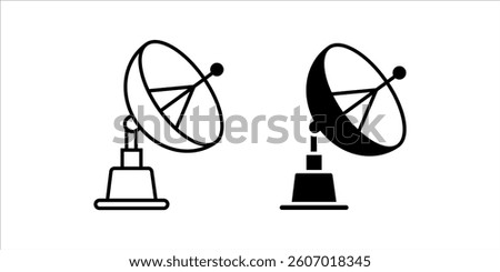 Satellite dish Icon collection in filled and stroke style.