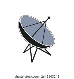 Satellite dish icon. Communication signal symbol. Parabolic receiver graphic. Vector technology object.