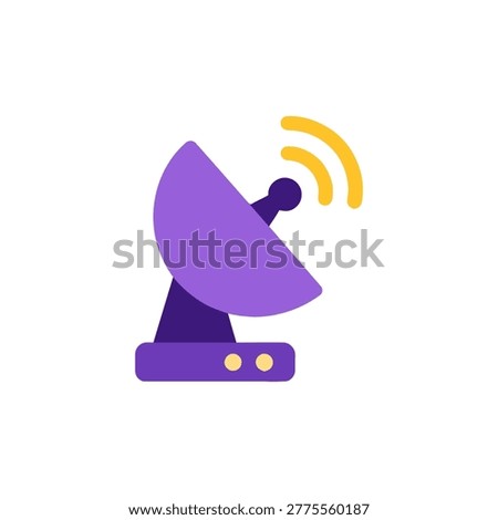 Satellite Dish Icon Containing signal dish, communication antenna, broadcast, and technology icon. Solid icon