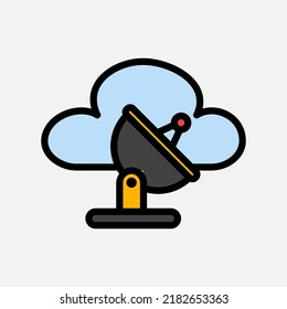 Satellite dish icon in filled line style about cloud computing, use for website mobile app presentation