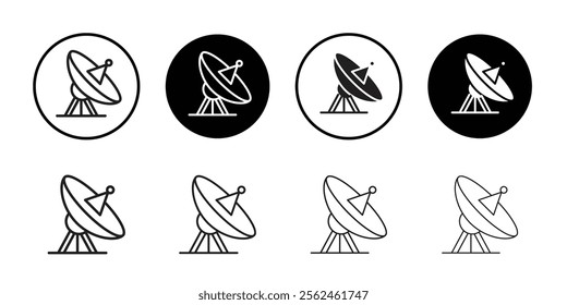 Satellite dish icon Flat art in black and white isolated