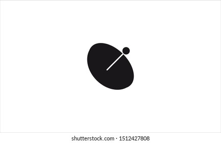 Satellite dish icon flat minimal vector sign and symbol logo in black