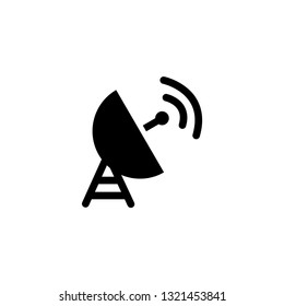 Satellite Dish Icon In Flat Style Vector For Apps, UI, Websites. Black Icon Vector Illustration.