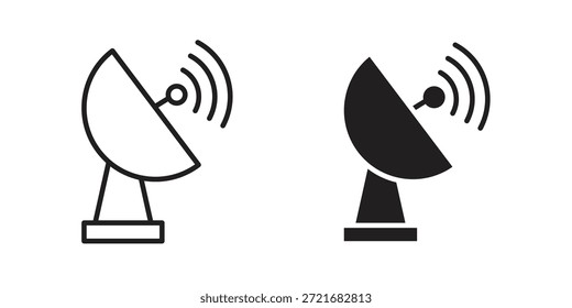 Icono de antena parabólica plano y delgado paquete de Vector de carrera. Conjunto de iconos editables