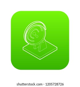 Satellite dish icon green vector isolated on white background