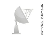 Satellite Dish Icon. Isolated on white background. Radar dish antenna for broadcast. Satellite communication concept. Vector illustration