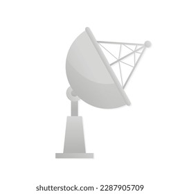 Satellite Dish Icon. Isolated on white background. Radar dish antenna for broadcast. Satellite communication concept. Vector illustration