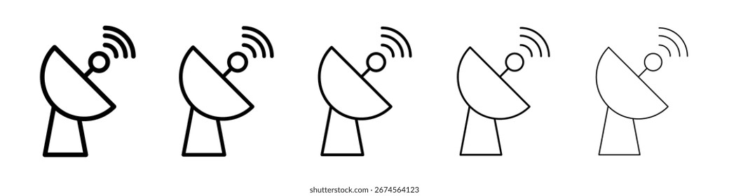 Logotipo de icono de antena parabólica en líneas de trazo colección