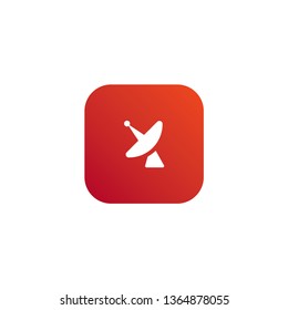 Satellite dish icon with orange and red background 