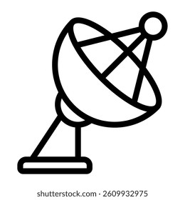 Satellite dish icon representing communication technology and broadcasting applications.