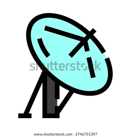 Satellite dish icon representing global telecommunication, broadcasting, and data transmission, connecting services and information across vast distances