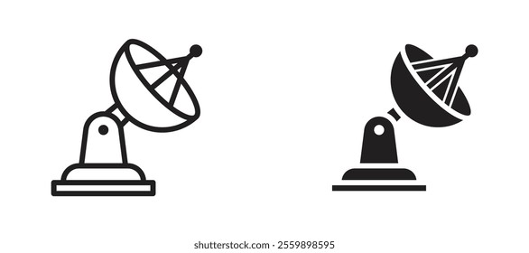 Satellite dish Icon set in black color for ui designs