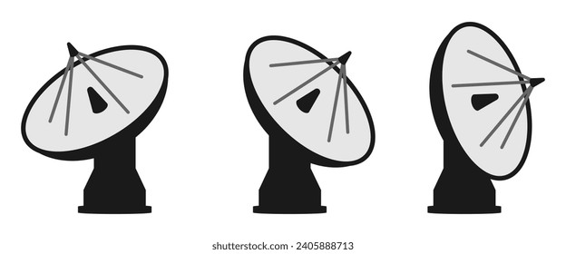 Satellite dish icon set. flat design vector illustration isolated on white background.