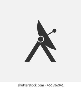 Satellite dish icon. Silhouette flat design vector illustration