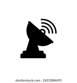 Diseño plano de Vector de icono de silueta de icono de plato satelital.