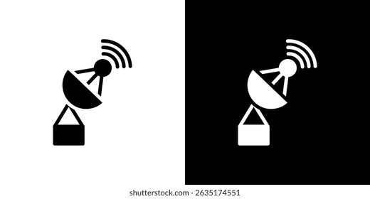 Satellite dish icon in solid flat trendy design style.