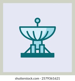 Satellite Dish Icon in Teal and Light Blue Minimalist Design for Technology