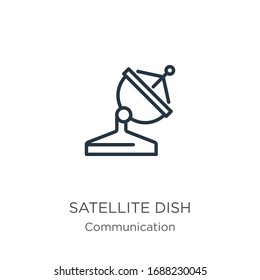 Satellite dish icon. Thin linear satellite dish outline icon isolated on white background from communication collection. Line vector sign, symbol for web and mobile