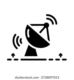 El icono de la antena parabólica transmite señales inalámbricas, conectando el mundo con la tecnología moderna.