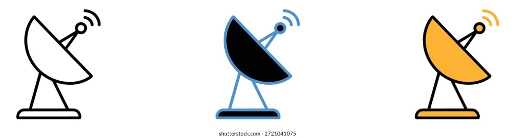 Satellite dish icon vector. communication, broadcast, and network technology symbol. vector illustration.