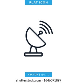 Satellite Dish Icon Vector Design Template. Editable Stroke