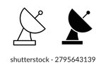 Satellite dish icon vector graphic clipart and line art style set